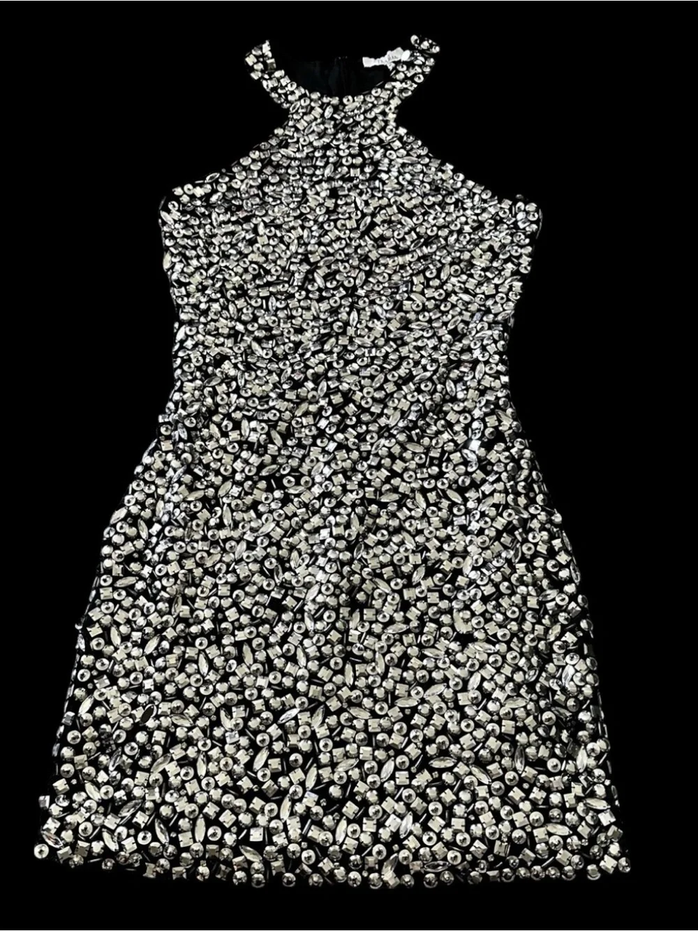 PARKER XS 0 2 Black Mariah Dress Silver Ice Cut Jewels Studs Gems NWT R$462 RARE